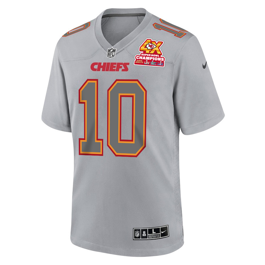 Isiah Pacheco 10 Kansas City Chiefs Super Bowl LVIII Champions 4X Atmosphere Fashion Game Gray NFL Jersey Men's