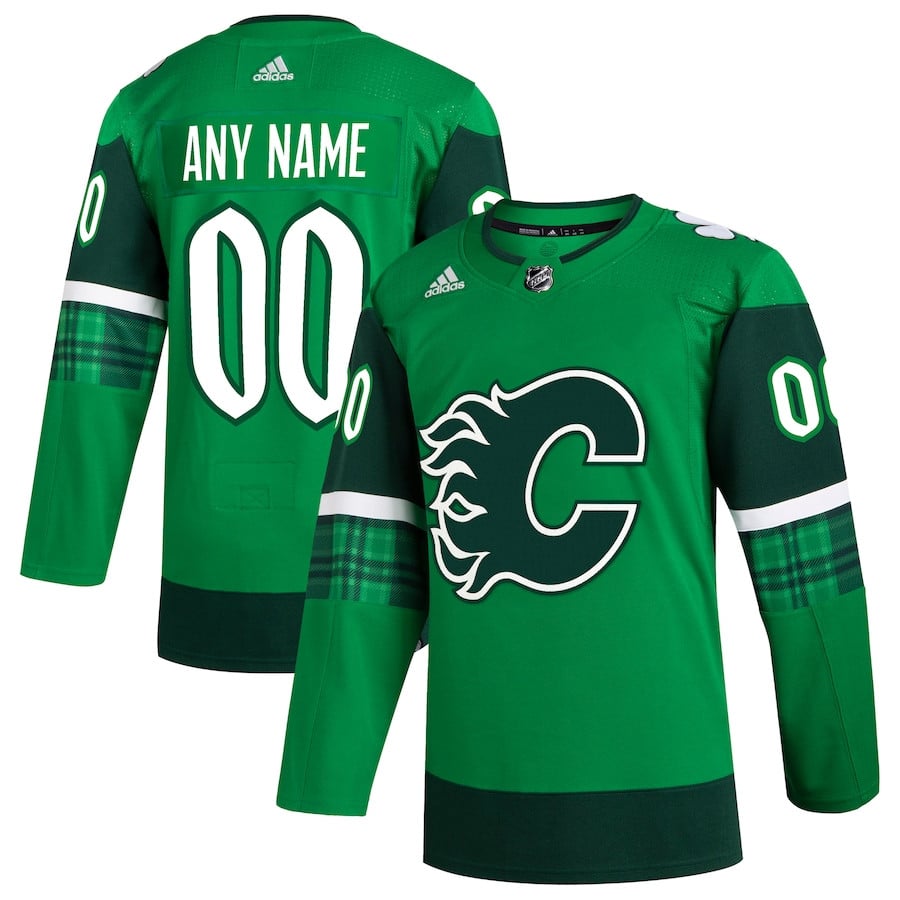 Calgary Flames St. Patrick's Day Custom Kelly Green NHL Jersey Men's