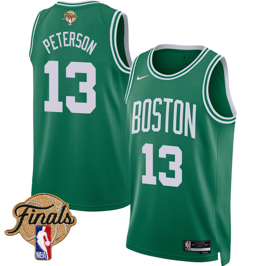 Drew Peterson 13 Boston Celtics 2024 FINALS PATCH Icon Edition Kelly Green NBA Jersey Men's