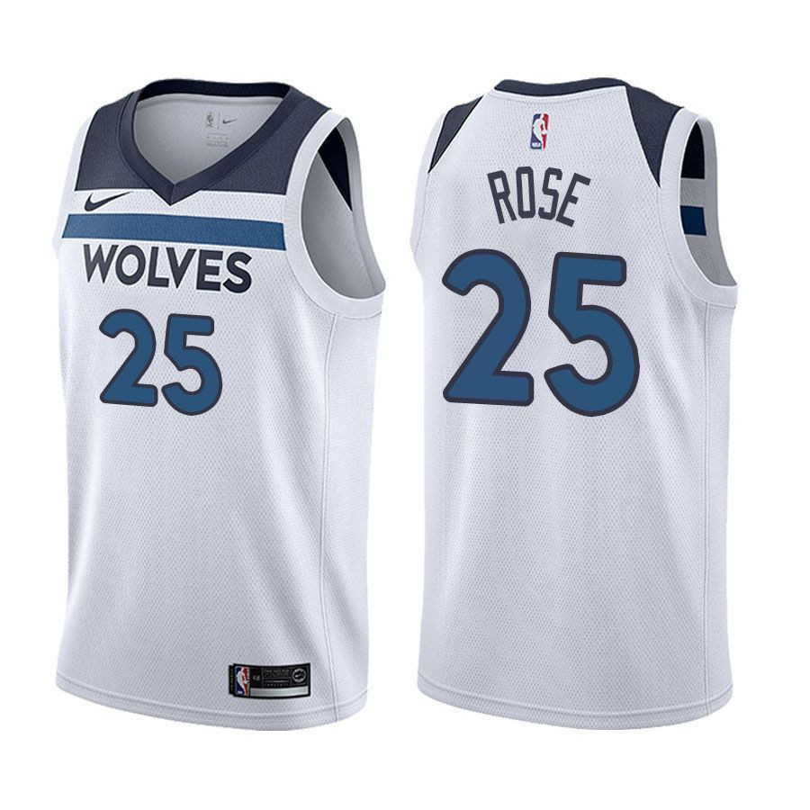 Minnesota Timberwolves Derrick Rose 25 Associatio White NBA Jersey Men's