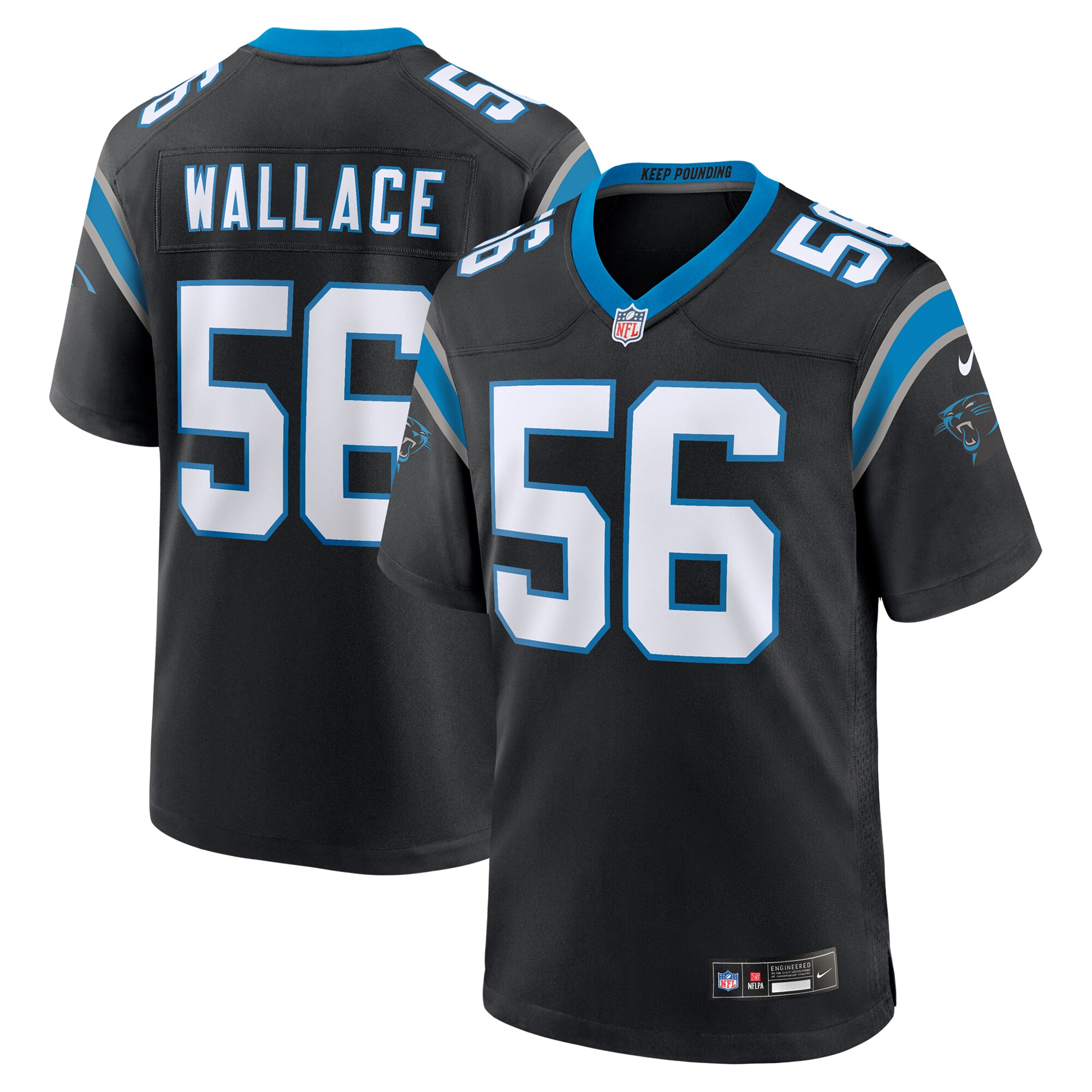 Carolina Panthers Trevin Wallace Black Game NFL Jersey Men's