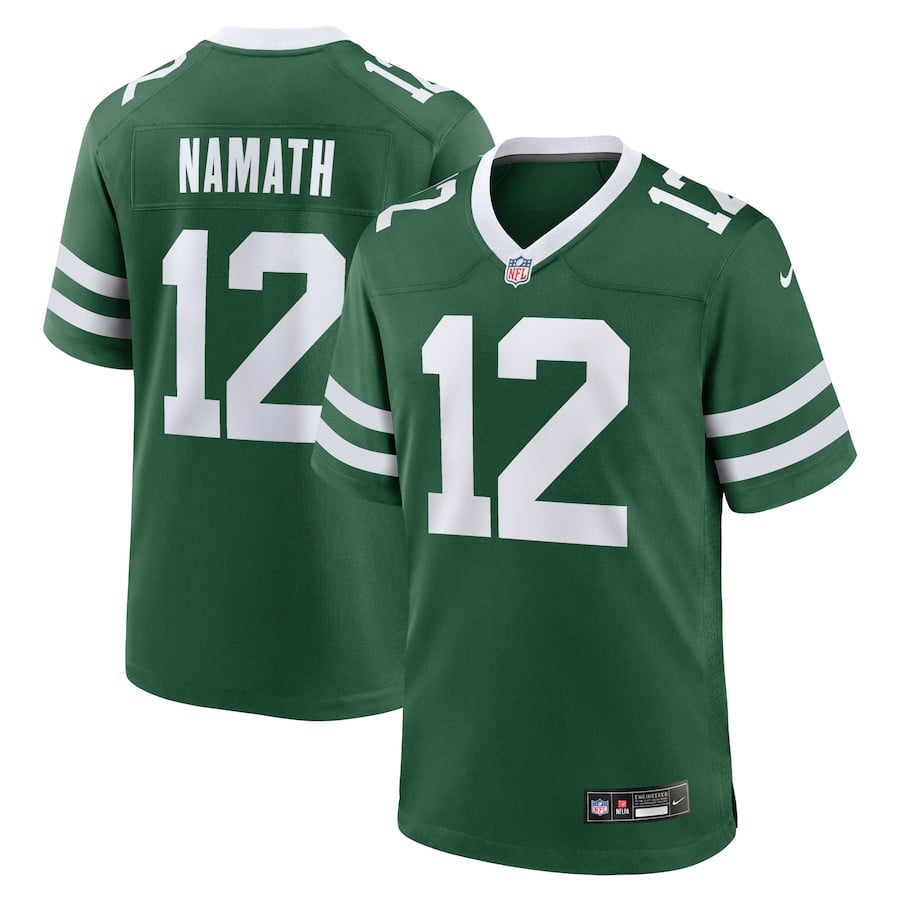 Joe Namath 12 New York Jets Game Legacy Green NFL Jersey Men's