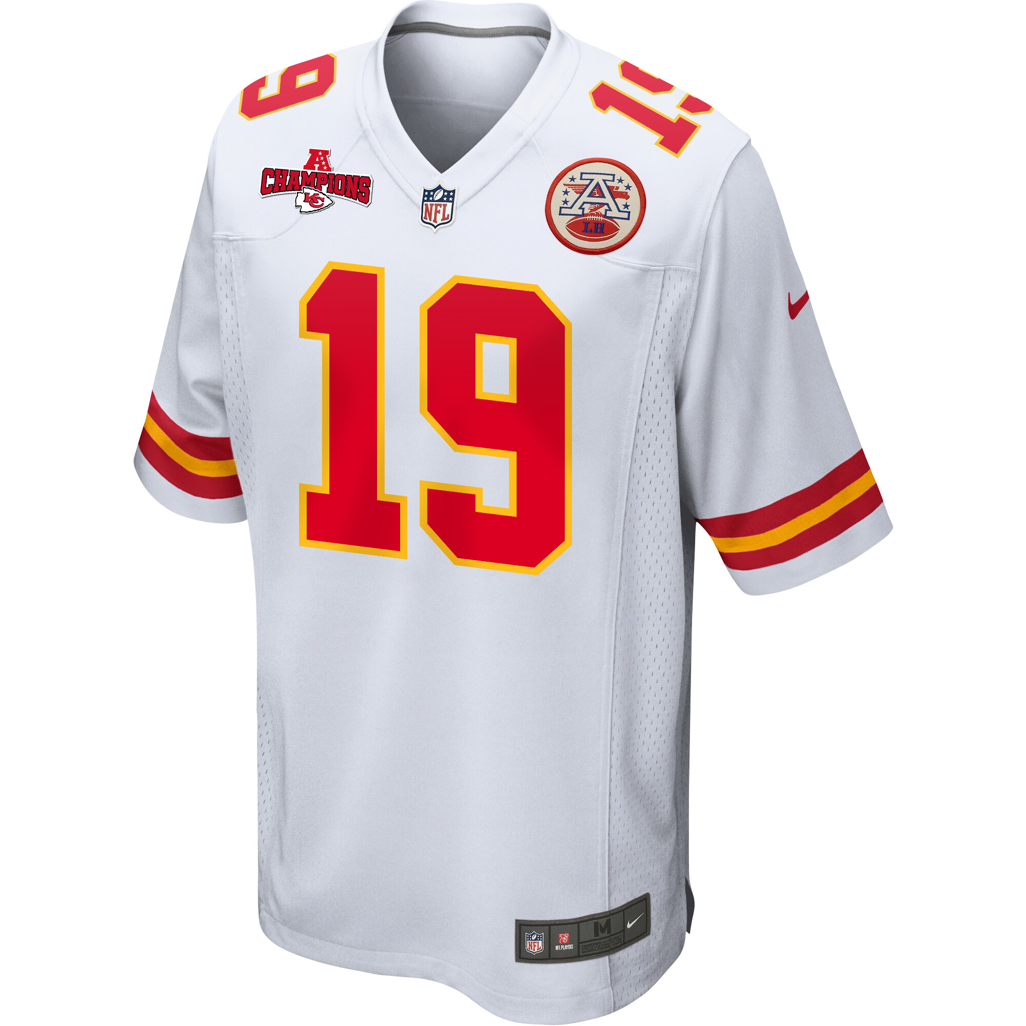 Kadarius Toney 19 Kansas City Chiefs AFC Champions Patch Game White NFL Jersey Men's