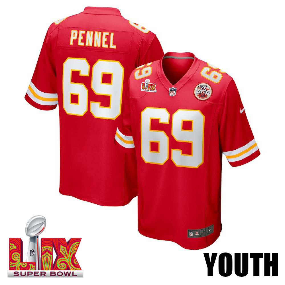 Mike Pennel #69 Kansas City Chiefs Super Bowl LIX Red NFL Jersey Youth