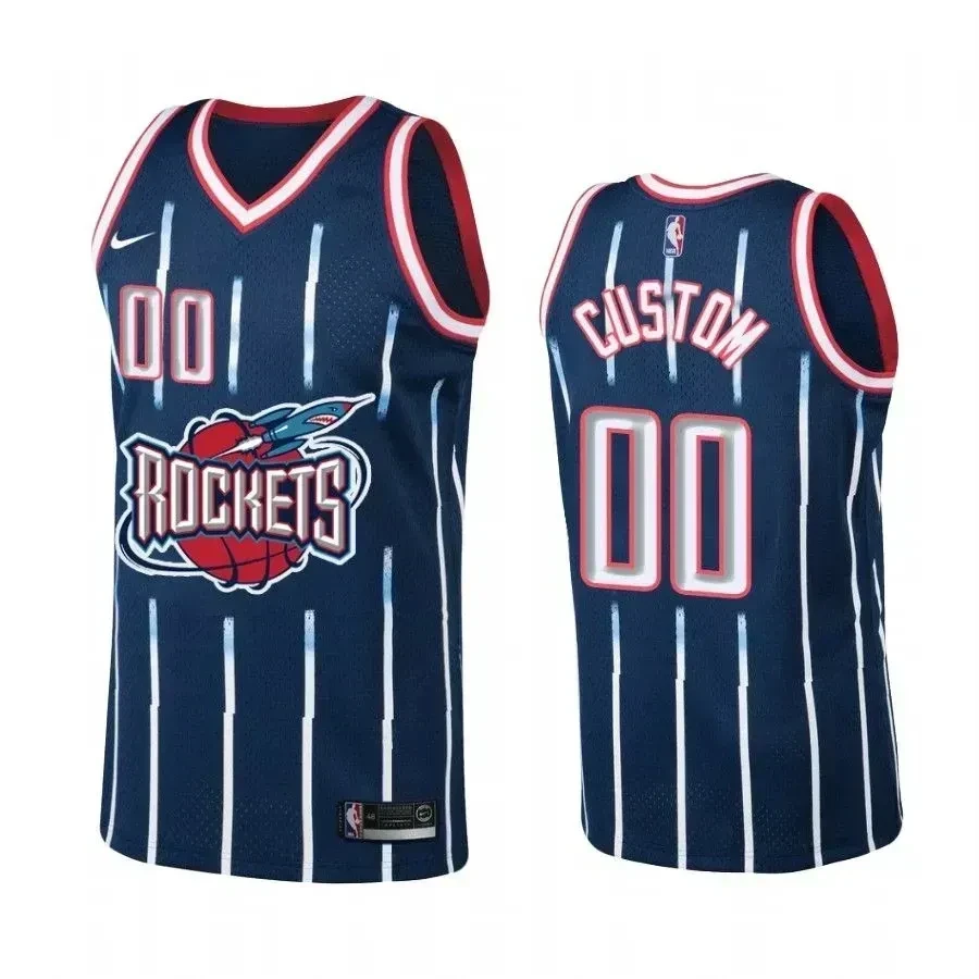 Houston Rockets 00 Custom Navy Hardwood Classics NBA Jersey Men's