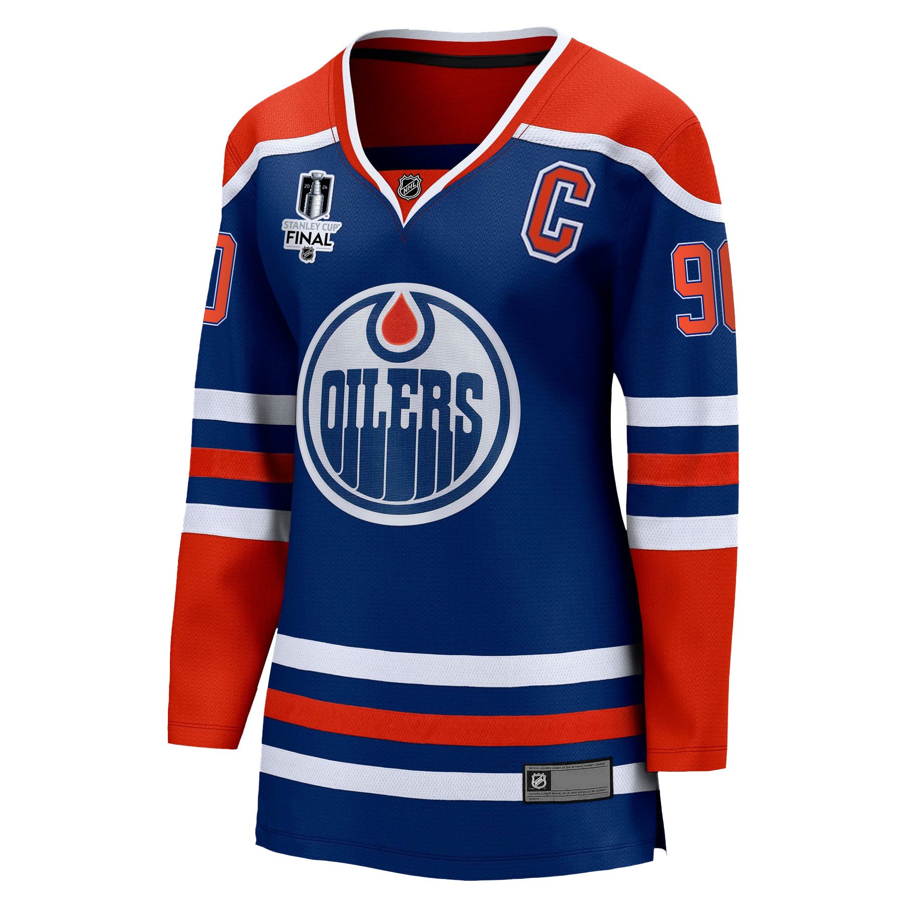 Corey Perry 90 Edmonton Oilers 2024 STANLEY CUP Final Home Royal NHL Jersey Women's