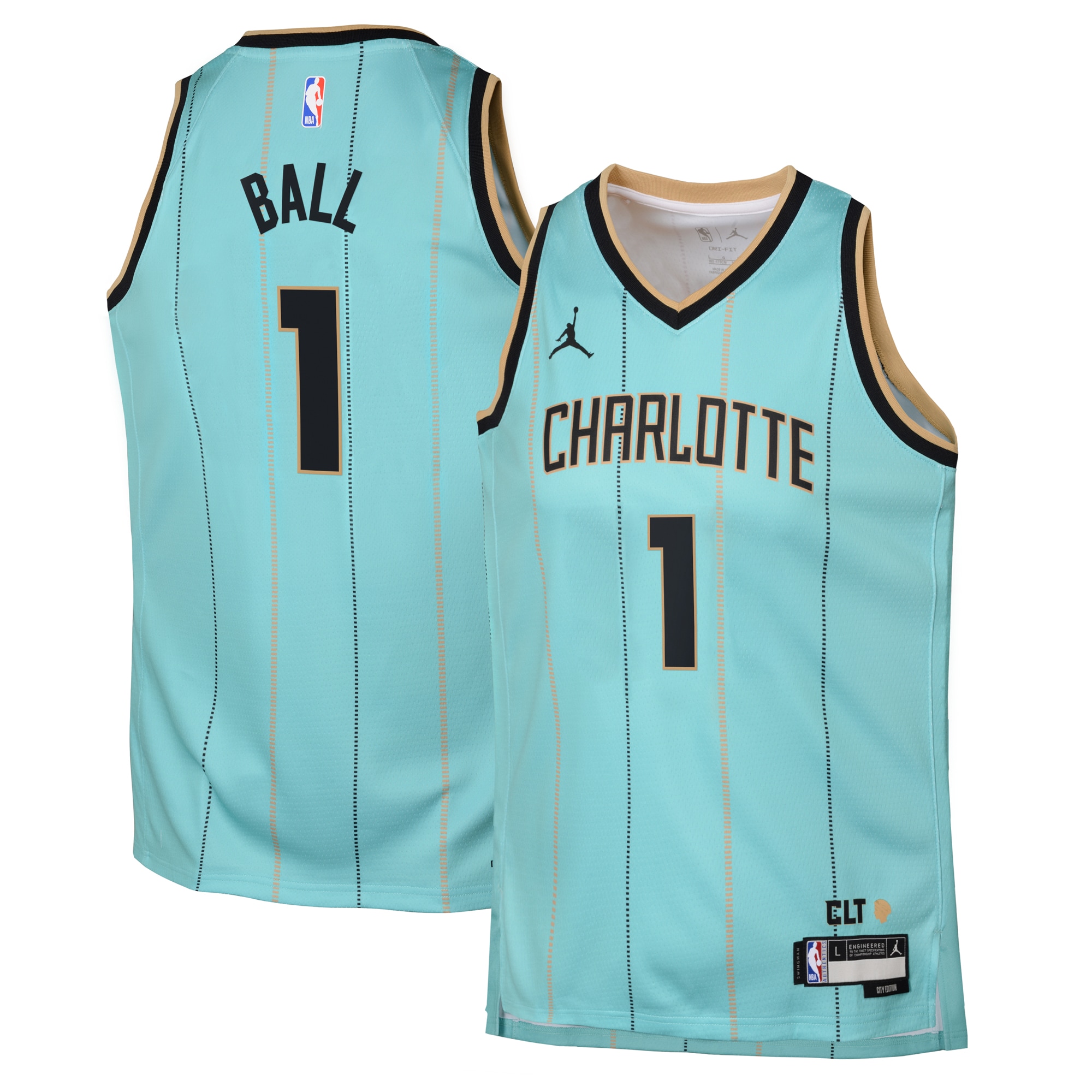 Charlotte Hornets Jordan Brand City Edition Swingman 2024 Teal LaMelo Bal NBA Jersey Youth