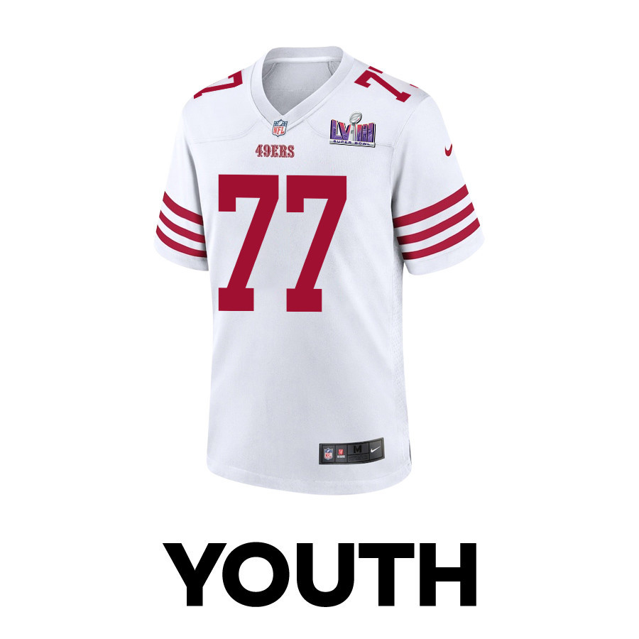 Alfredo Gutierrez 77 San Francisco 49ers Super Bowl LVIII Patch Game White NFL Jersey Youth