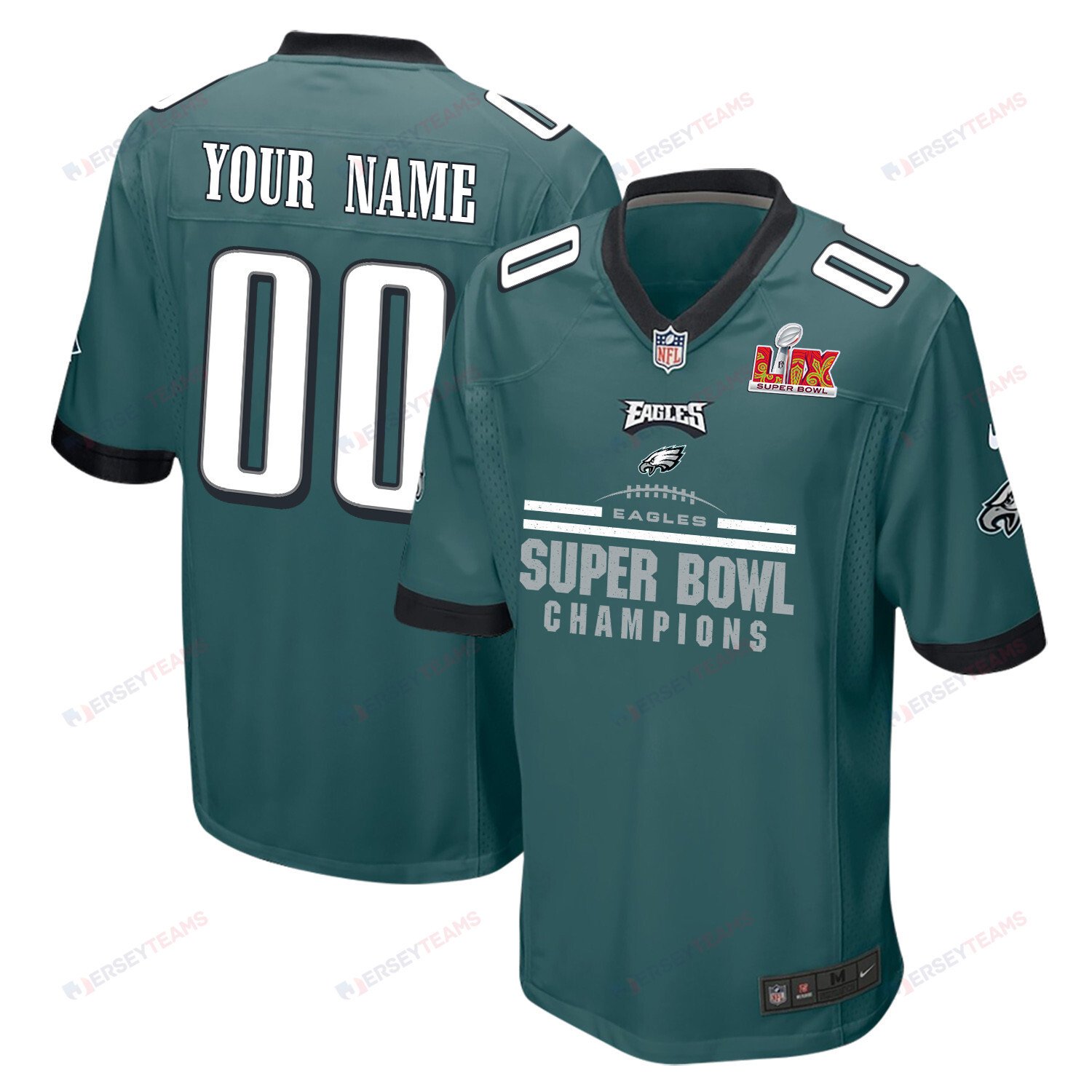 Philadelphia Eagles Super Bowl LIX Champions Ball Game Custom Midnight Green NFL Jersey Men's