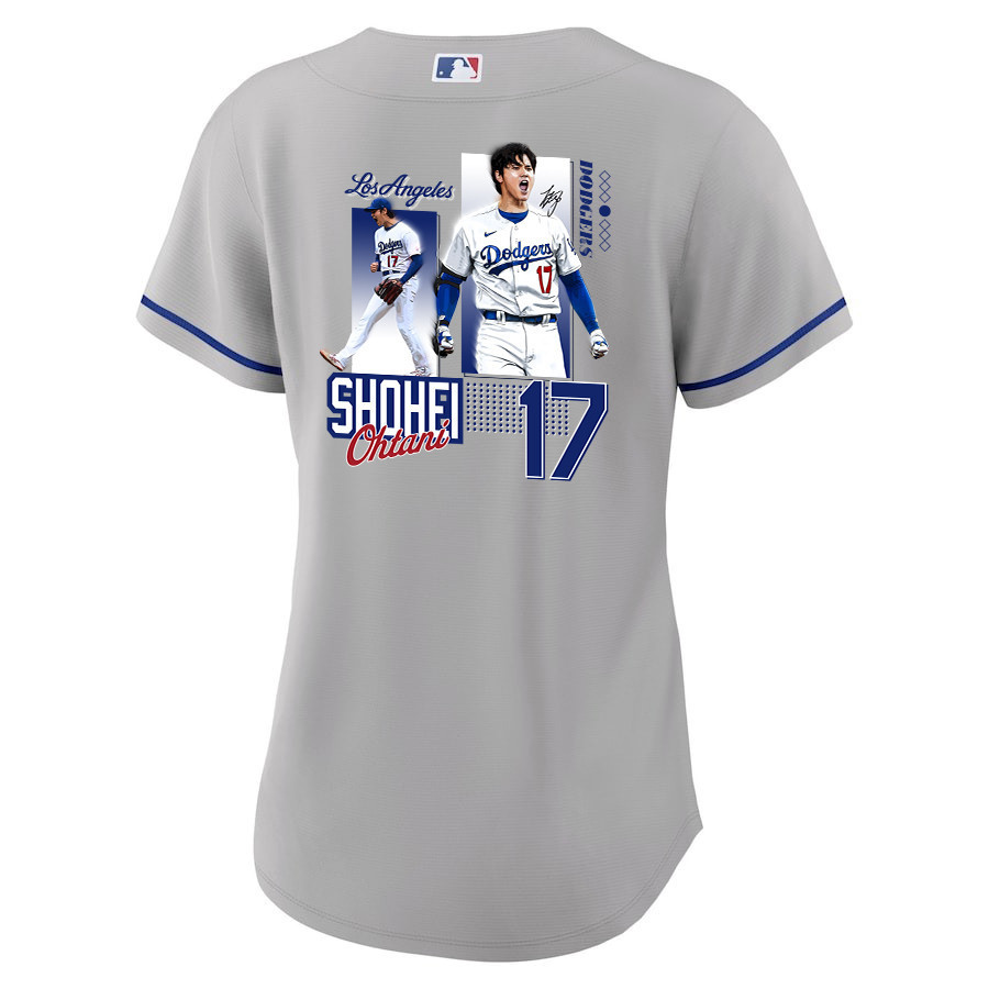 Shohei Ohtani 17 Los Angeles Dodgers Signed Welcome To The Sho Gray MLB Jersey Women's
