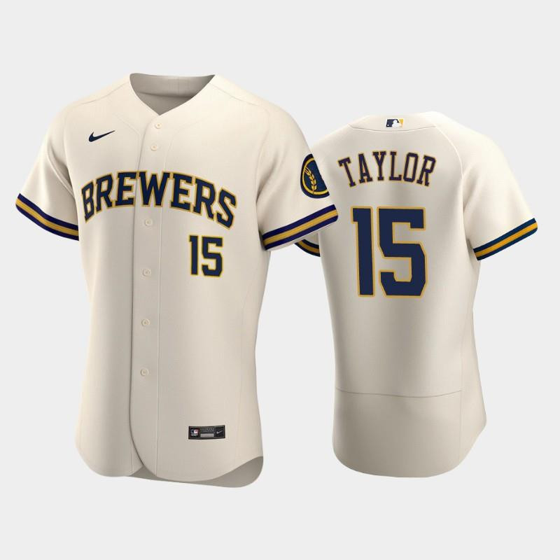 Milwaukee Brewers 15 Tyrone Taylor Home Team Cream MLB Jersey Men's