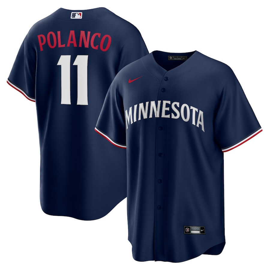 Jorge Polanco 11 Minnesota Twins Team Logo Alternate Navy MLB Jersey Men's