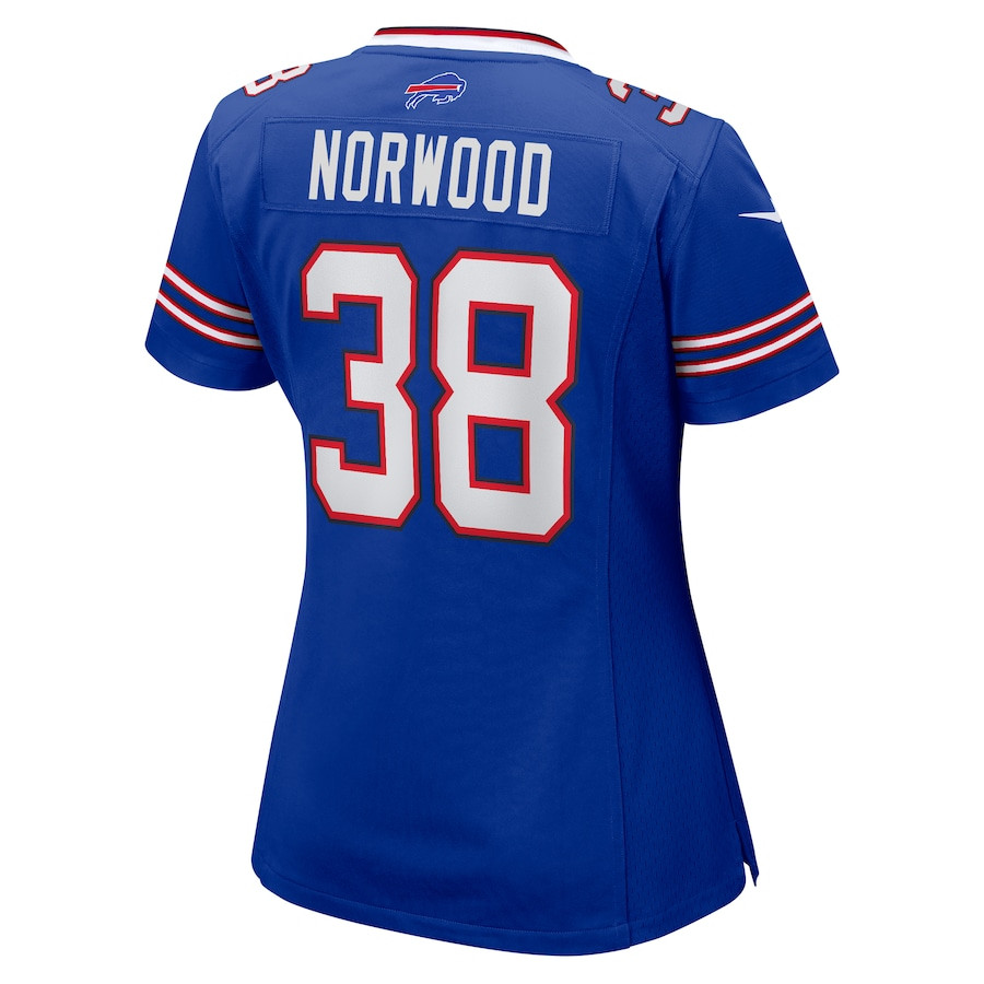 Tre Norwood 38 Buffalo Bills Game Royal NFL Jersey Women's