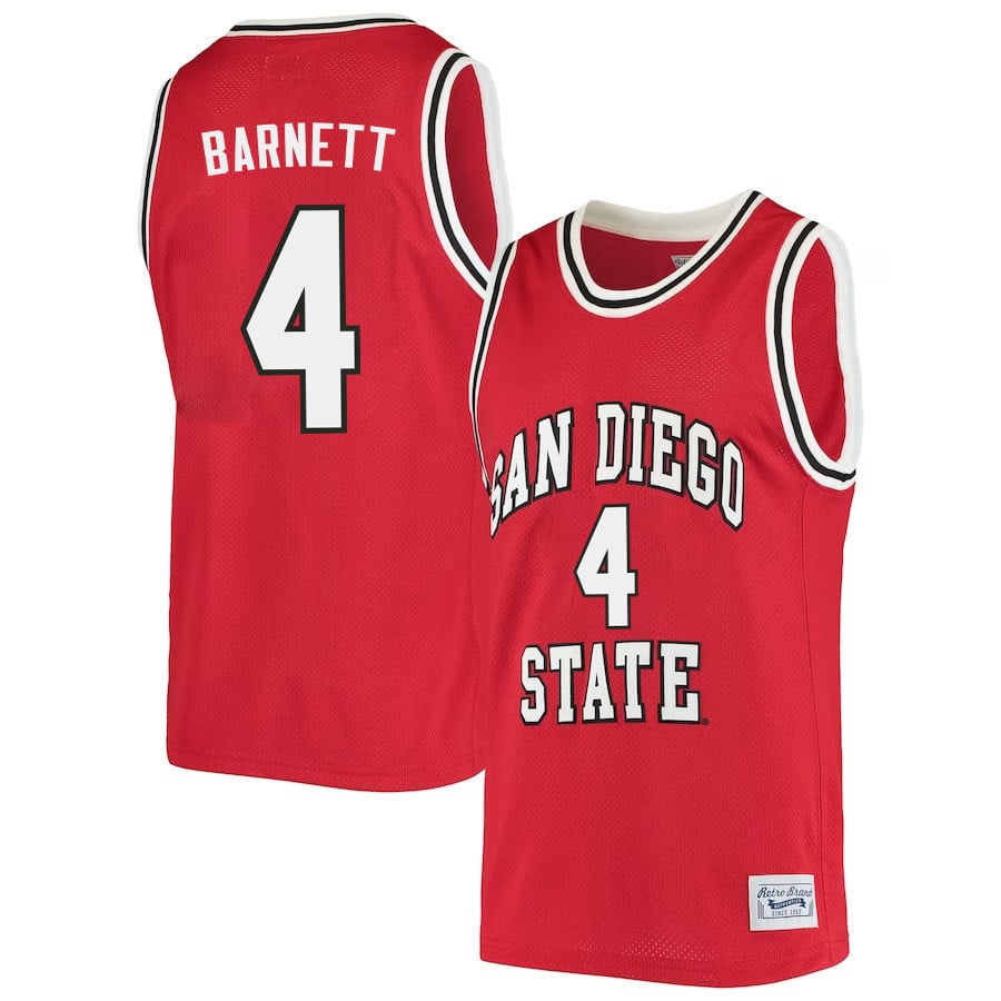 Jared Barnett 4 San Diego State Aztecs 2023- Red NCAA Jersey Men's
