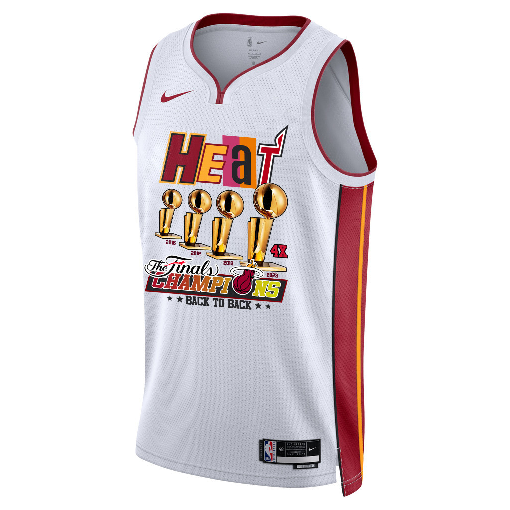 Miami Heat Legacy 4th Back To Back 2023 Champions Swingman White NBA Jersey Men's