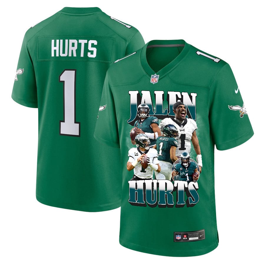 Jalen Hurts 1 Philadelphia Eagles Legacy Game Kelly Green NFL Jersey Men's