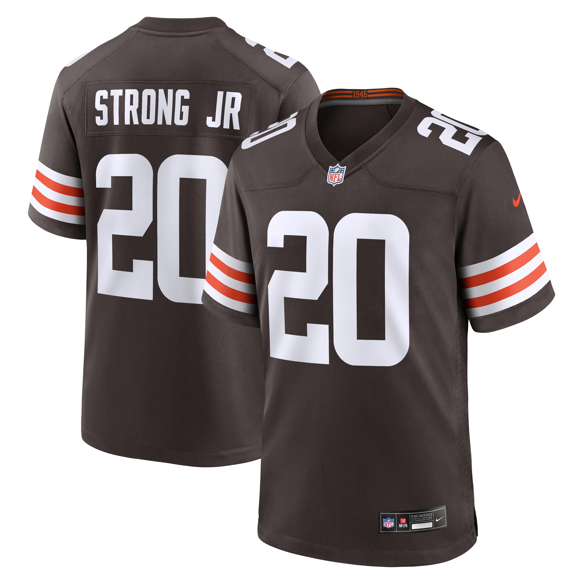 Cleveland Browns Pierre Strong Jr. Brown Team Game NFL Jersey Men's