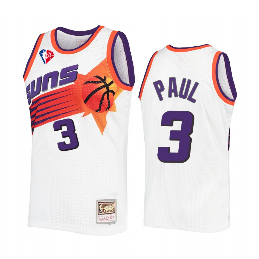 Chris Paul 3 Phoenix Suns 75th Anniversary Log White Throwback NBA Jersey Men's