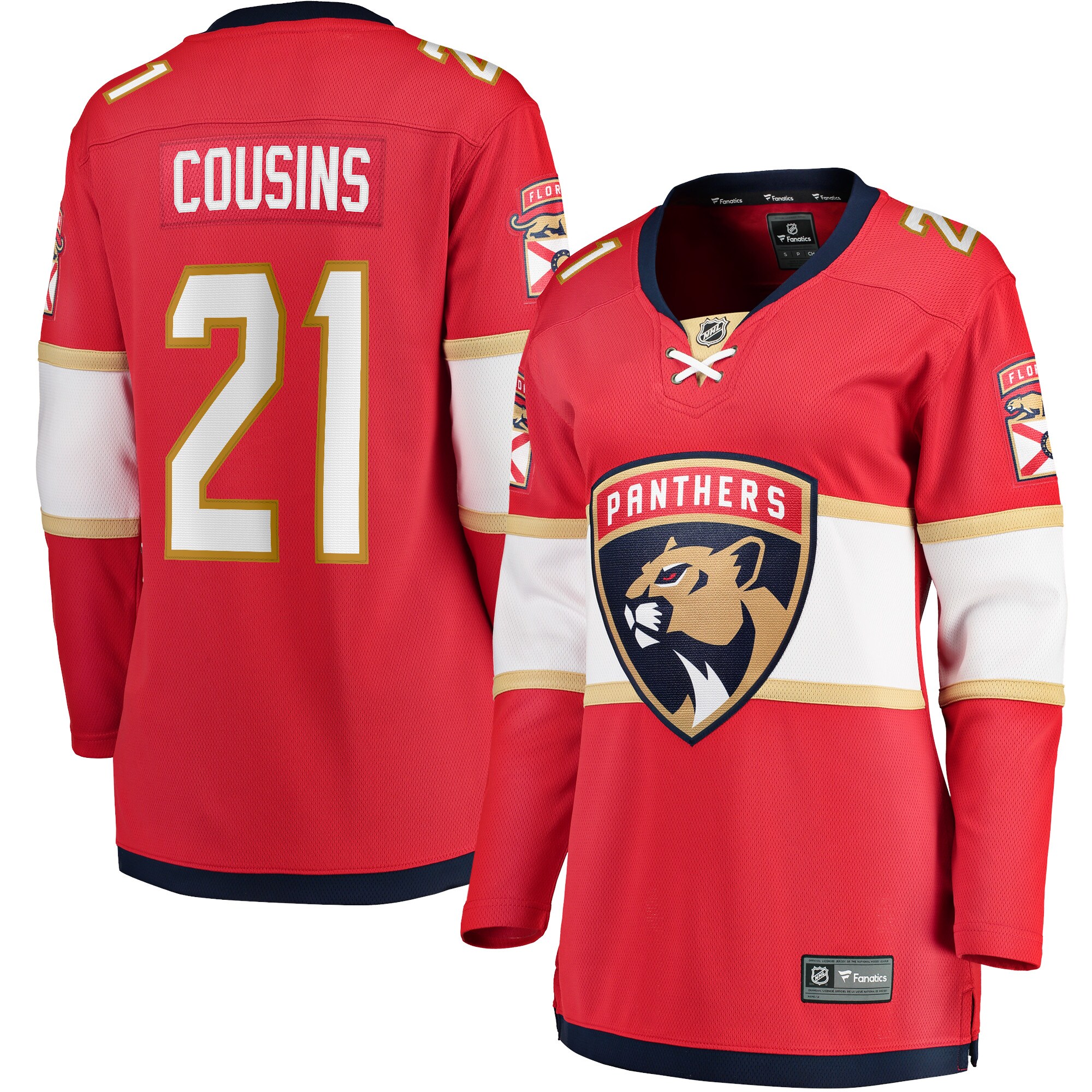 Florida Panthers Nick Cousins Red Home Breakaway Player NHL Jersey Women's