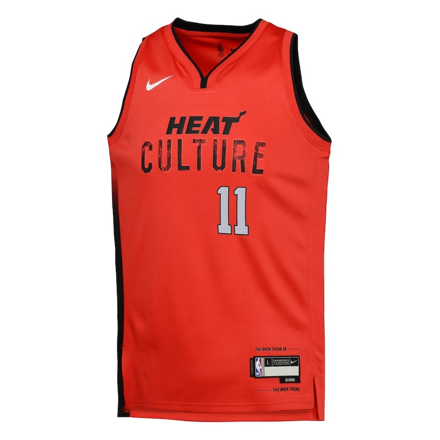 Jaime Jaquez Jr. 11 Miami Heat 2024/25 Swingman Playe City Edition Red NBA Jersey Youth