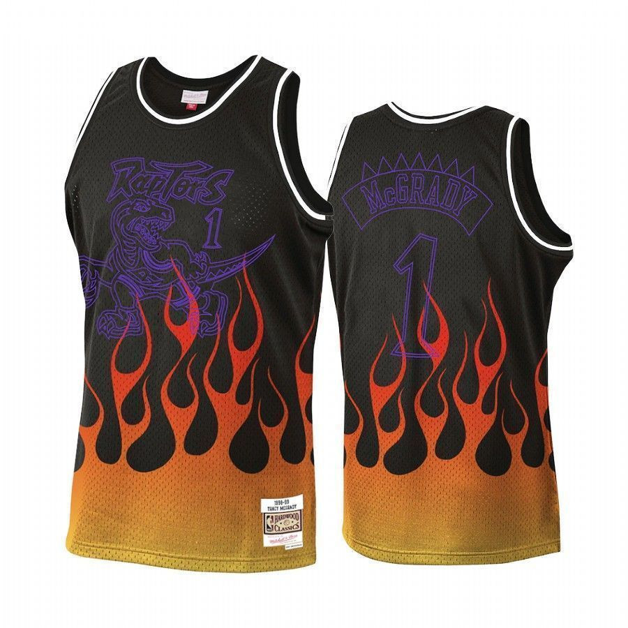 Tracy Mcgrady 1 Toronto Raptors Flames Black NBA Jersey Men's