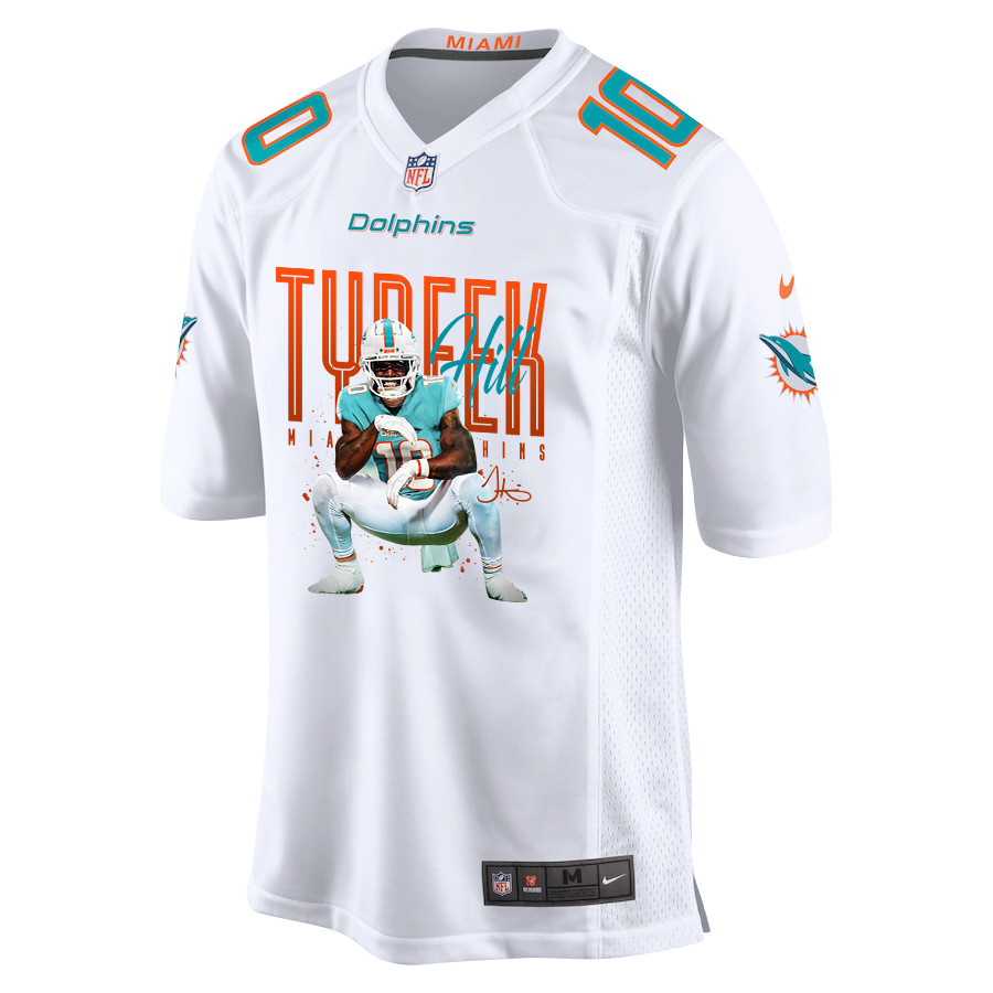Tyreek Hill 10 Miami Dolphins Cheetah Celebration Game White NFL Jersey Men's