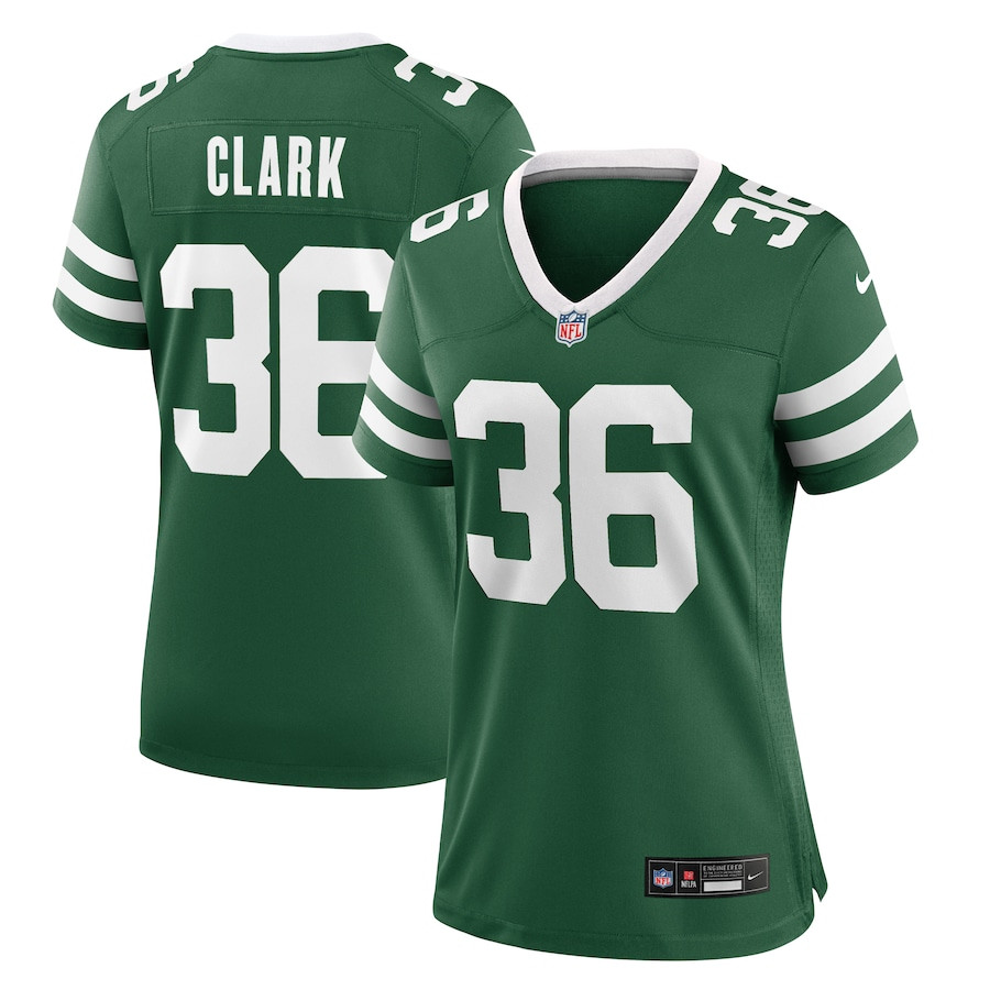 Chuck Clark 36 New York Jets Team Game Legacy Green NFL Jersey Women's