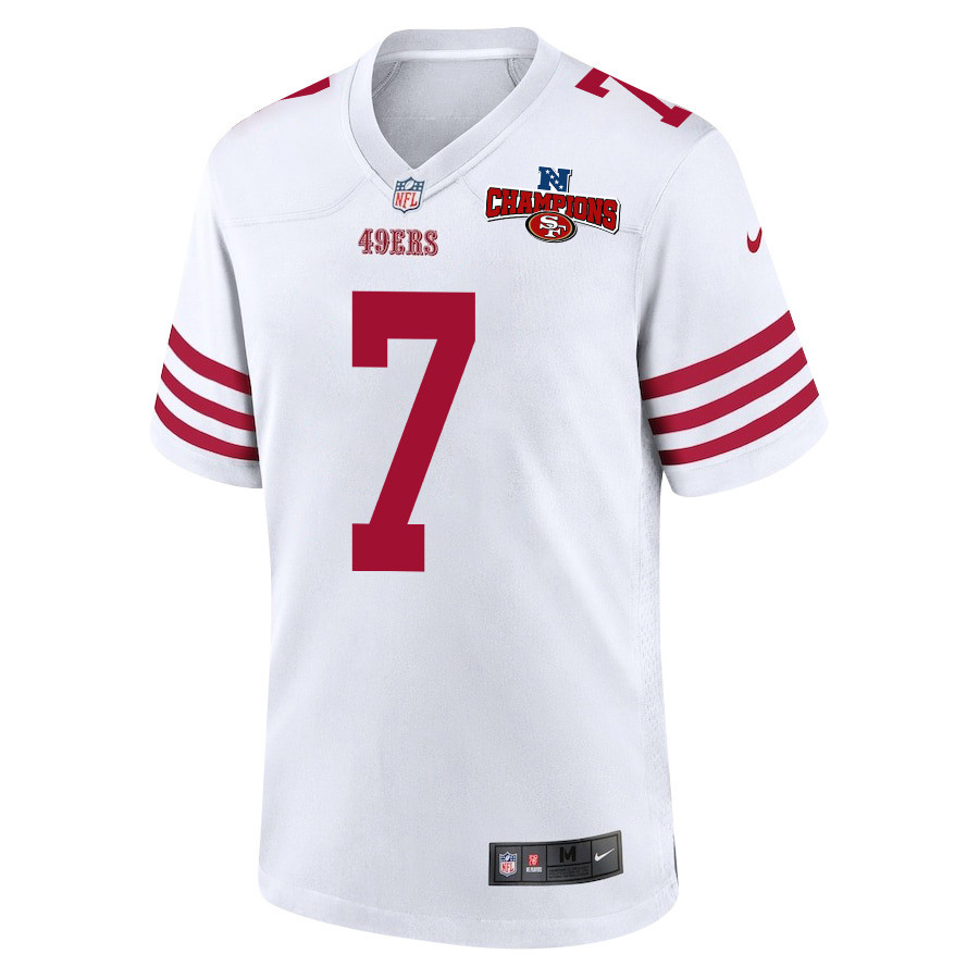 Charvarius Ward 7 San Francisco 49ers NFC Champions Patch Game White NFL Jersey Men's