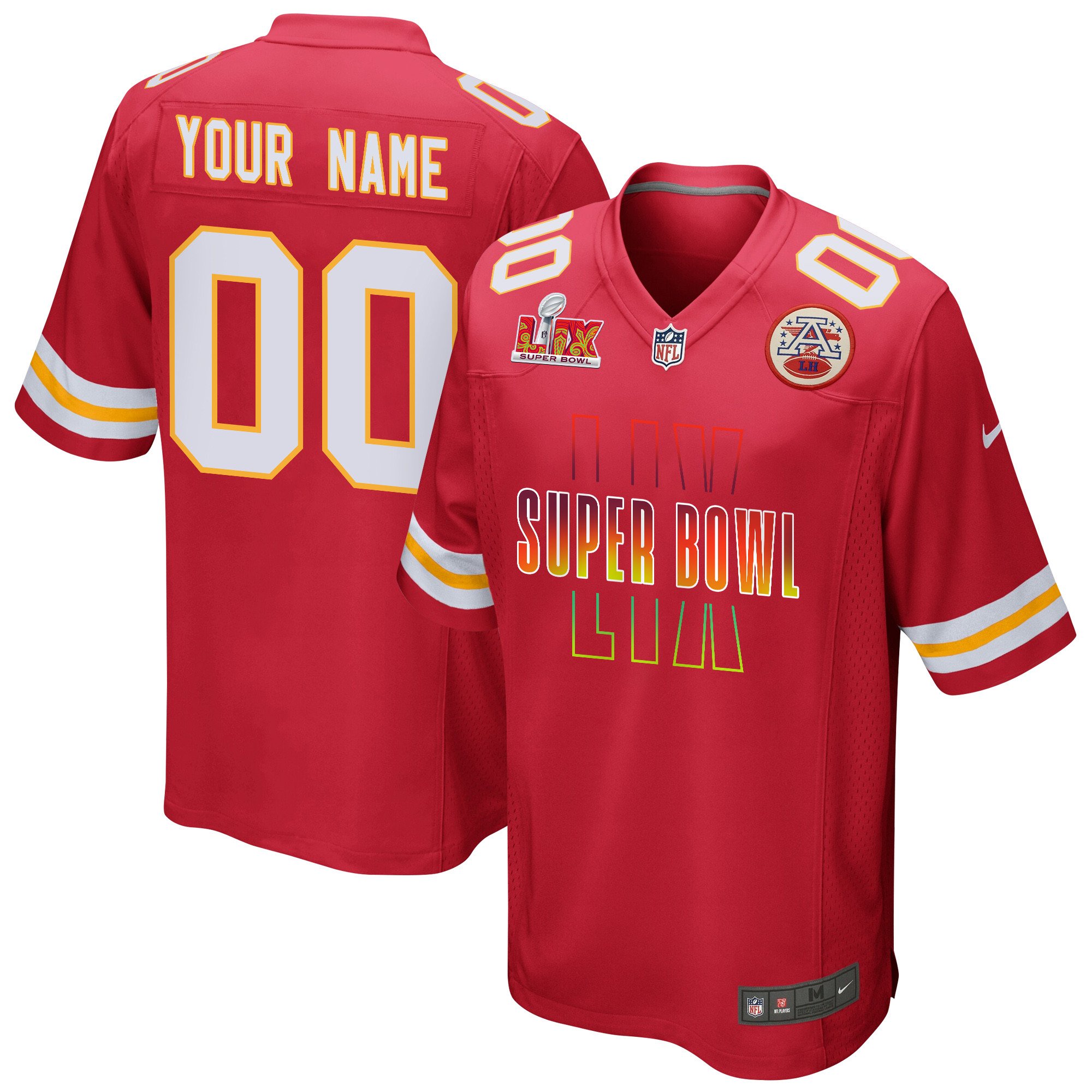 Kansas City Chiefs Super Bowl LIX Game Custom Red NFL Jersey Men's