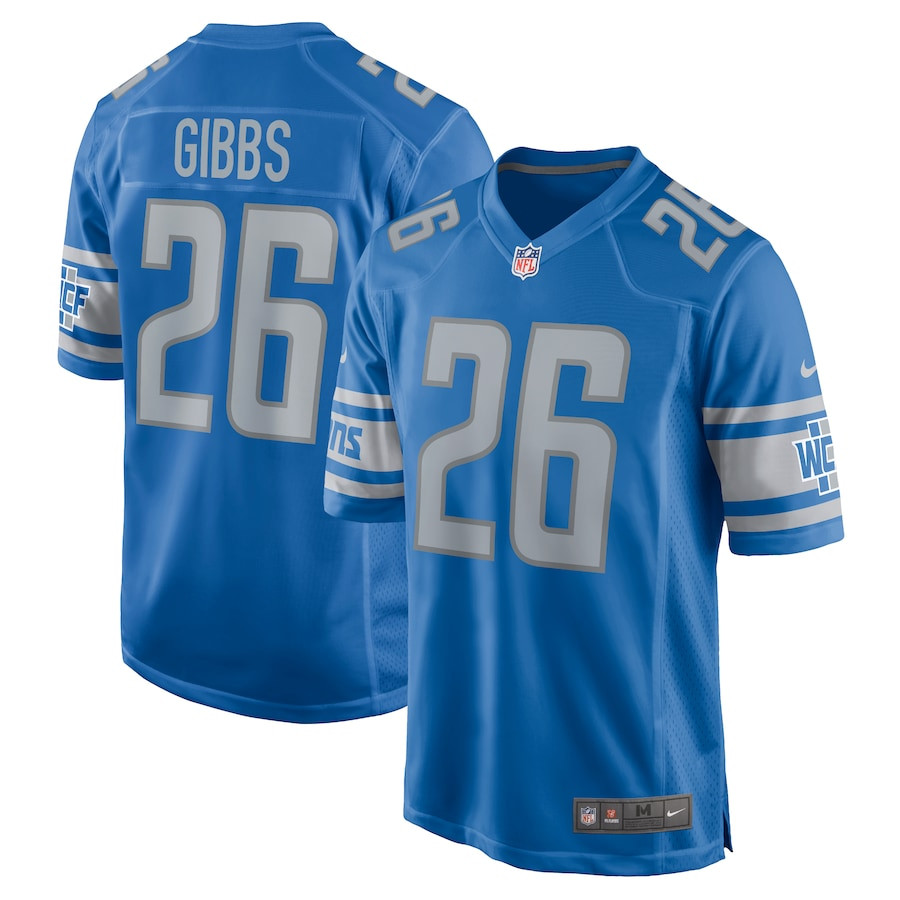 Jahmyr Gibbs 26 Detroit Lions Game Blue NFL Jersey Men's
