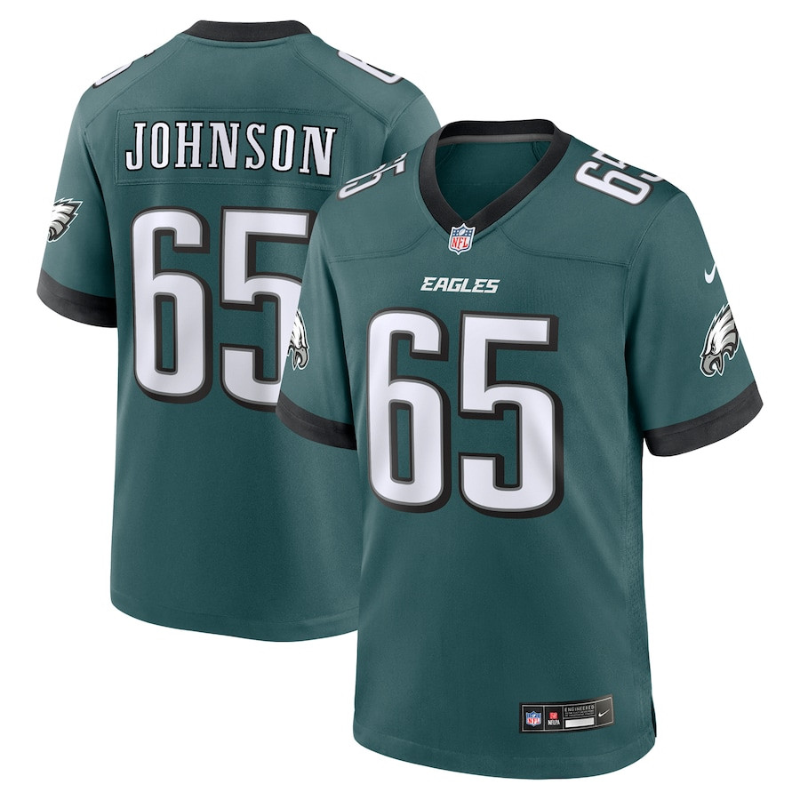 Lane Johnson 65 Philadelphia Eagles Team Game Midnight Green NFL Jersey Men's