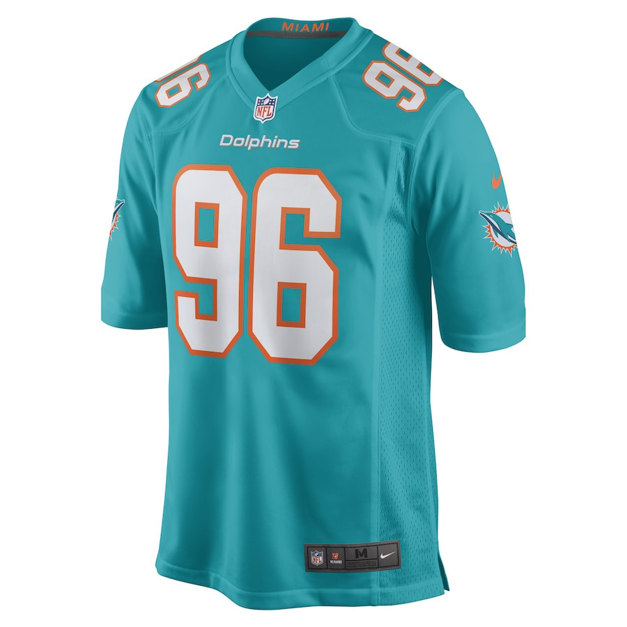 Porter Gustin 96 Miami Dolphins Game Aqua NFL Jersey Men's