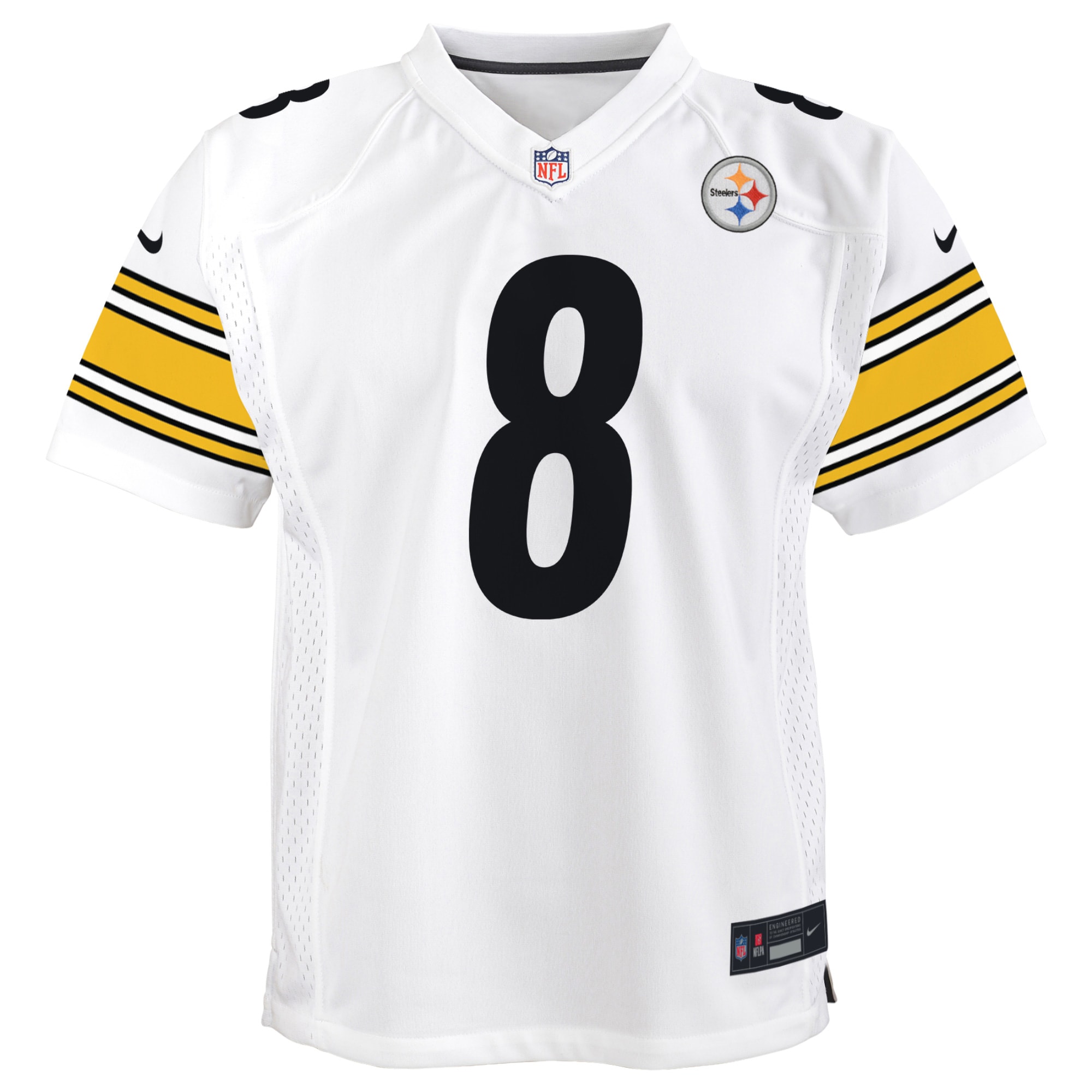 Pittsburgh Steelers Kenny Pickett White Game NFL Jersey Youth