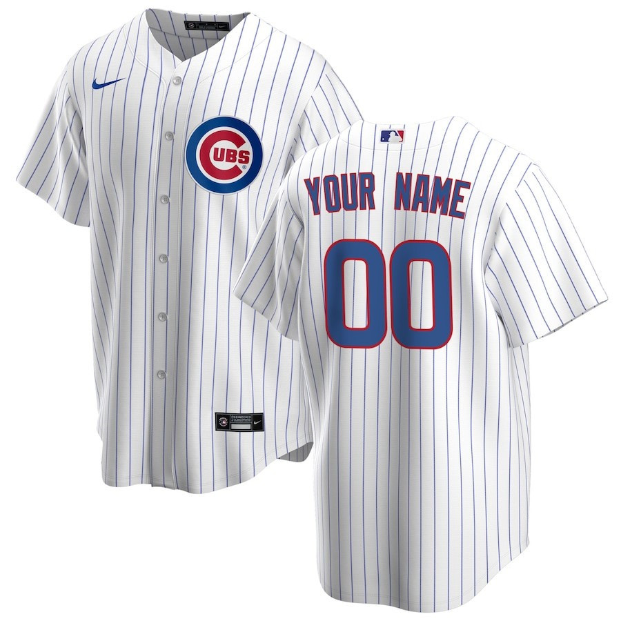 Chicago Cubs Home Custom White MLB Jersey Men's