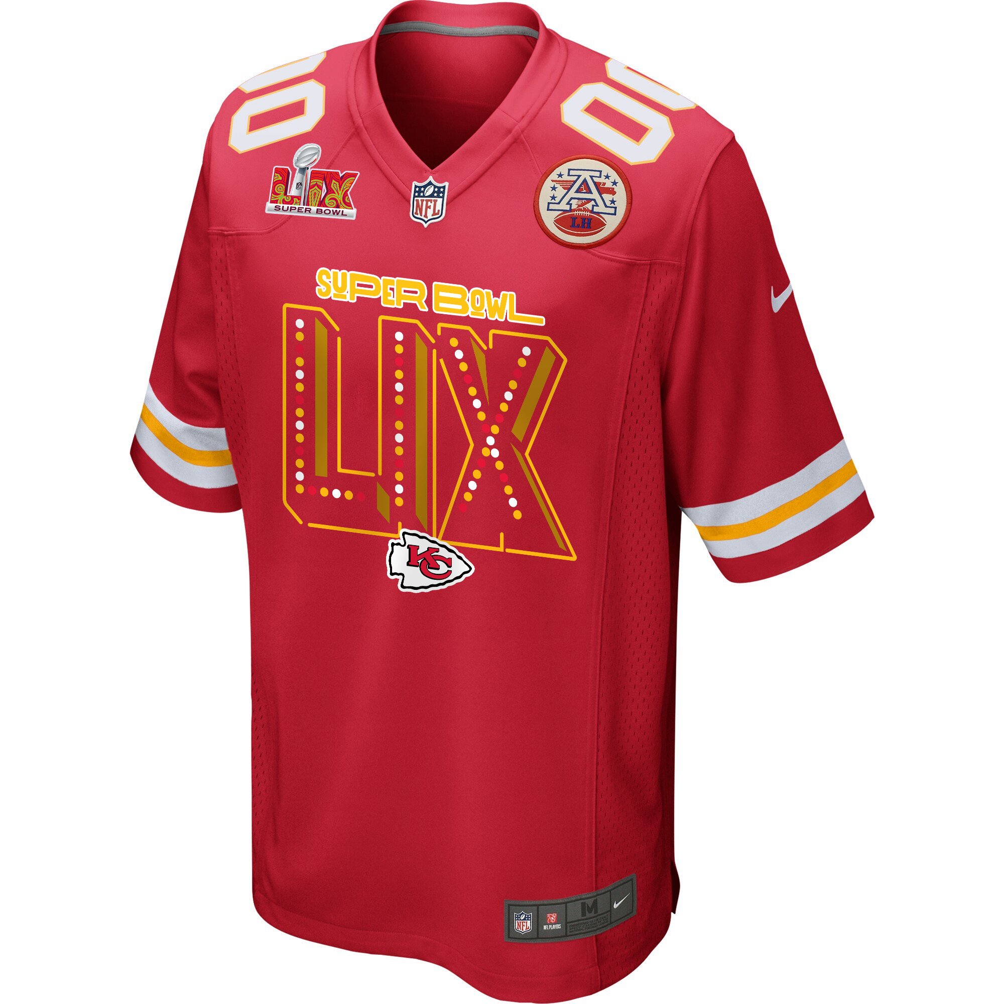 Kansas City Chiefs Super Bowl LIX V2 Game Custom Red NFL Jersey Men's