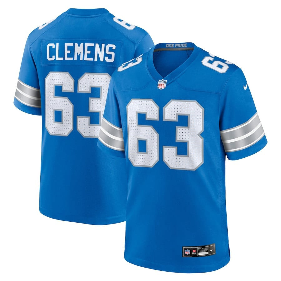 Duke Clemens 63 Detroit Lions Game Blue NFL Jersey Men's