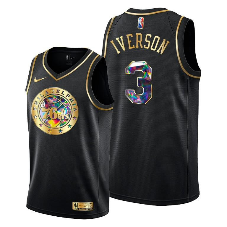 Allen Iverson 3 Philadelphia 76ers 75th Anniversary Team Black Men NBA Jersey Men's