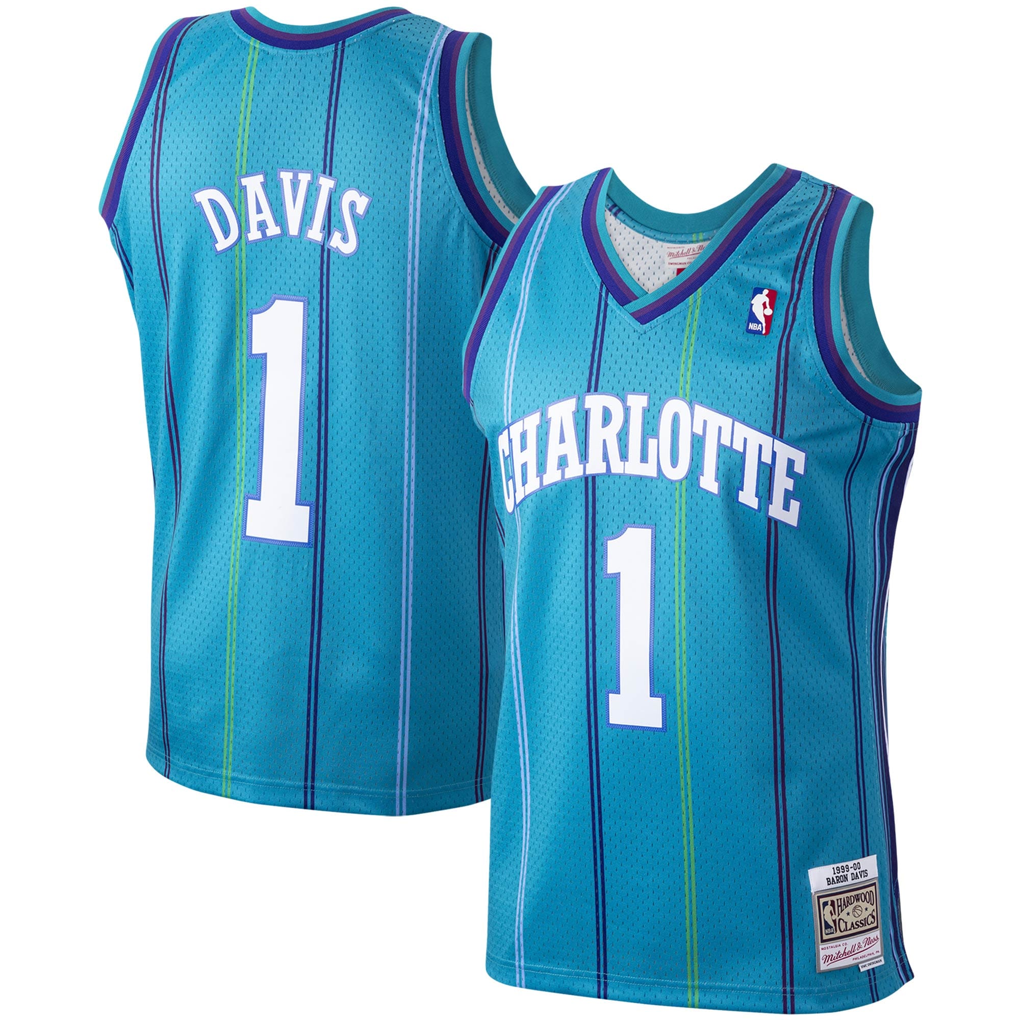 Mitchell Ness Baron Davis Teal Charlotte Hornets Hardwood Classics 1999-00 Swingman NBA Jersey Men's