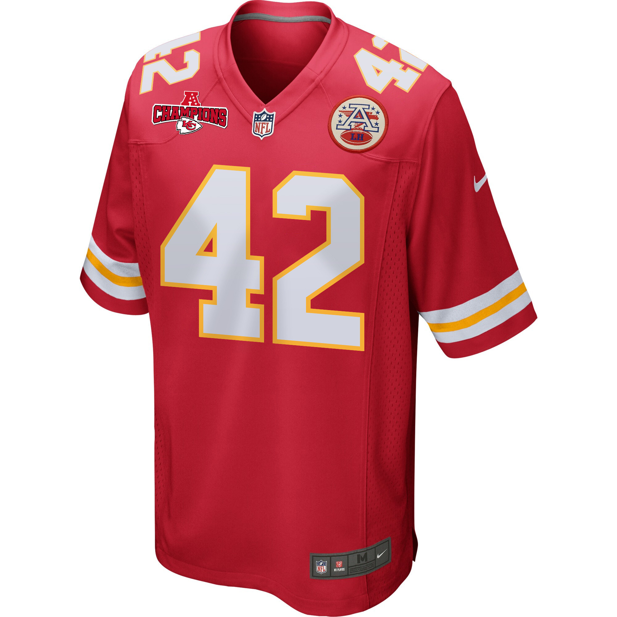 Tyree Gillespie 42 Kansas City Chiefs AFC Champions Patch Game Red NFL Jersey Men's