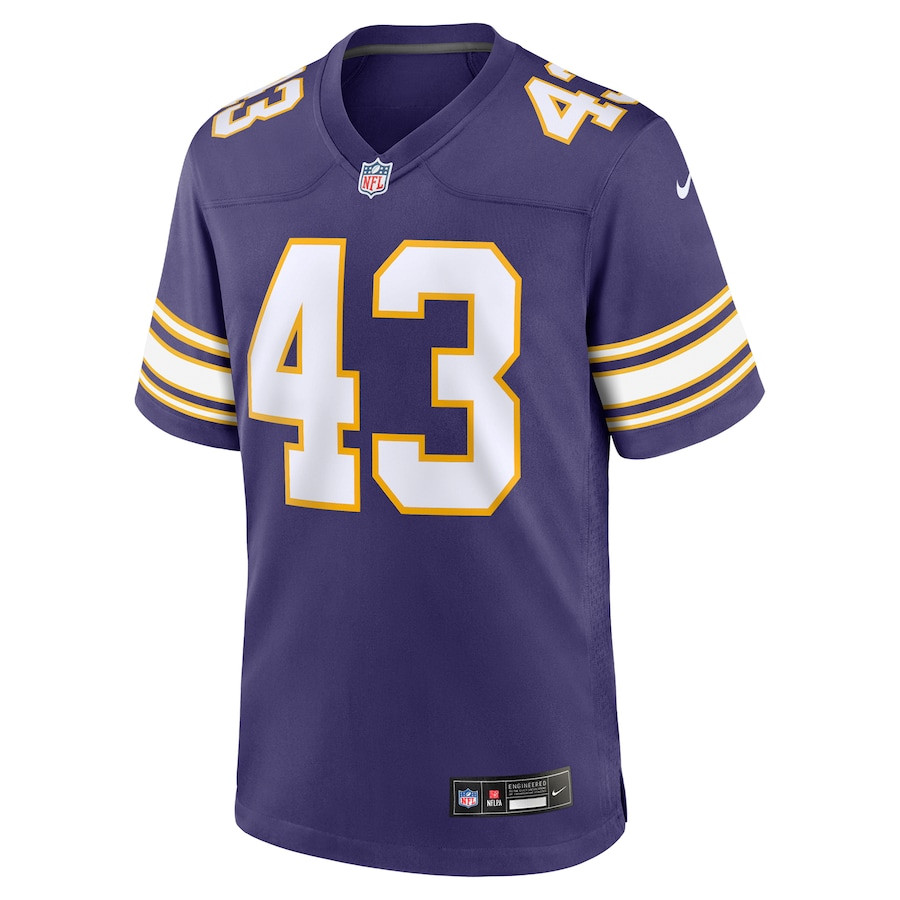 Andrew Van Ginkel 43 Minnesota Vikings Alternate Game Purple NFL Jersey Men's