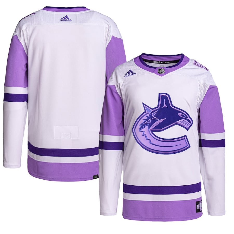 Vancouver Canucks Fights Cancer Primegreen White/Purple NHL Jersey Men's