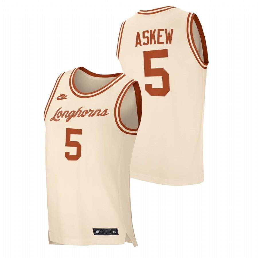 Texas Longhorns Devin Askew White Retro 2023 Top Transfers NCAA Jersey Men's