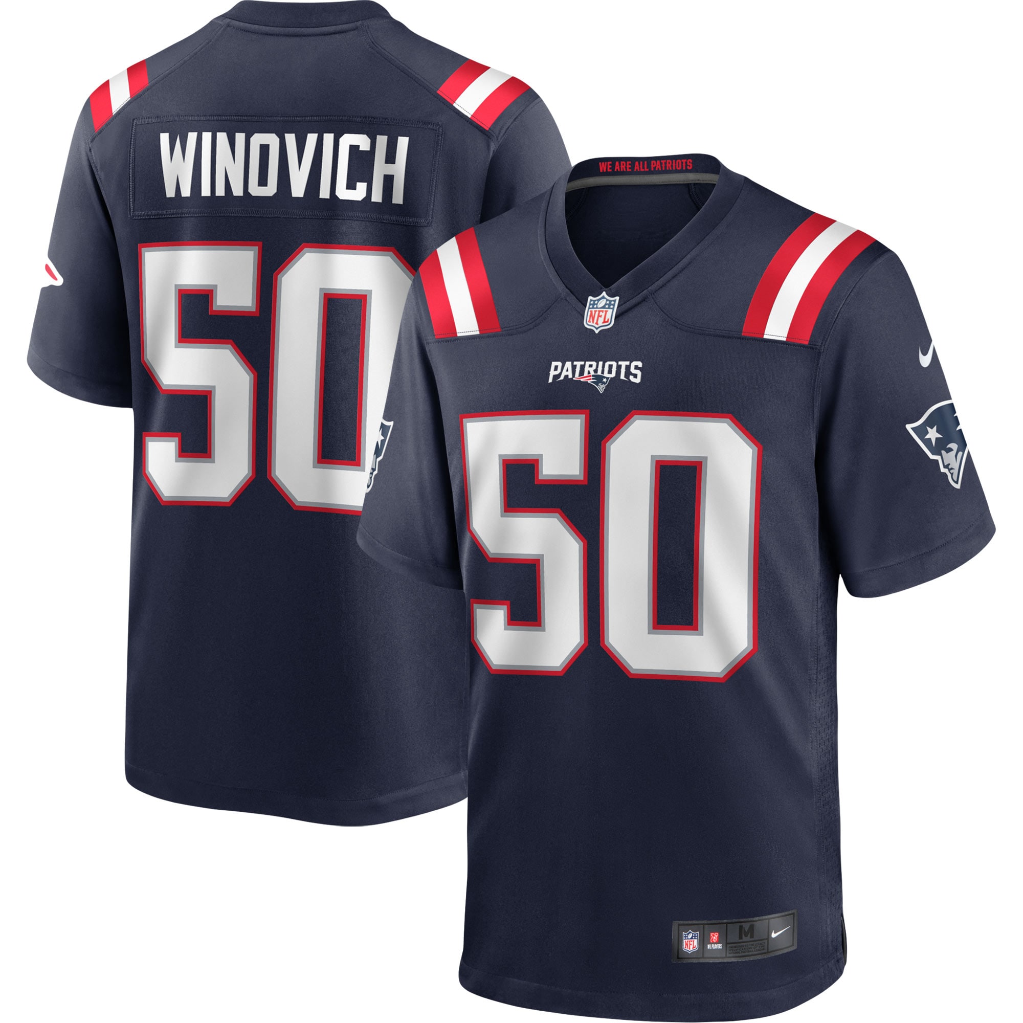 New England Patriots Chase Winovich Navy Game Player NFL Jersey Men's