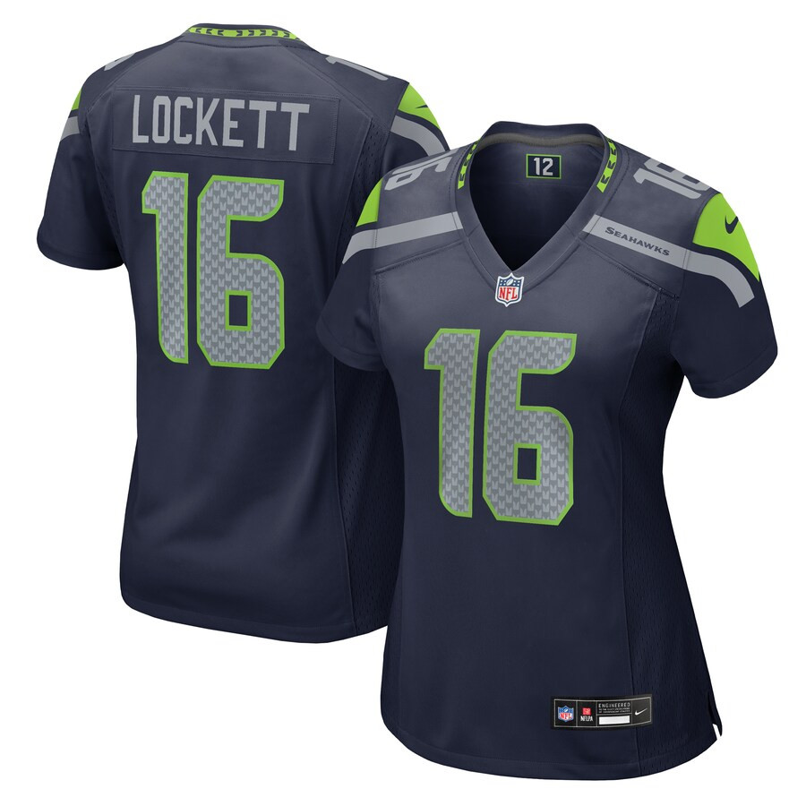 Tyler Lockett 16 Seattle Seahawks Game College Navy NFL Jersey Women's