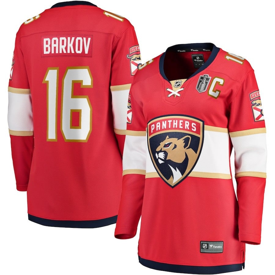 Aleksander Barkov 16 Florida Panthers 2024 Stanley Cup Final Home Breakaway Player Red, Women NHL Jersey Women's