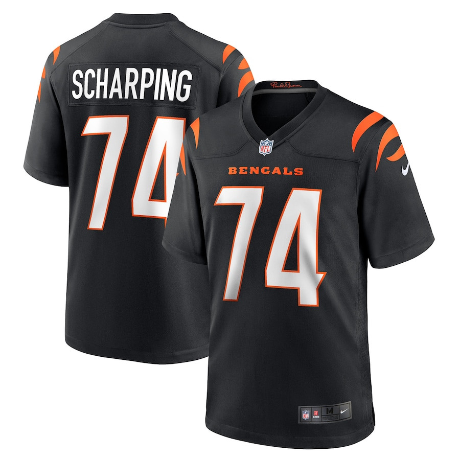 Max Scharping 74 Cincinnati Bengals Team Game Black NFL Jersey Men's