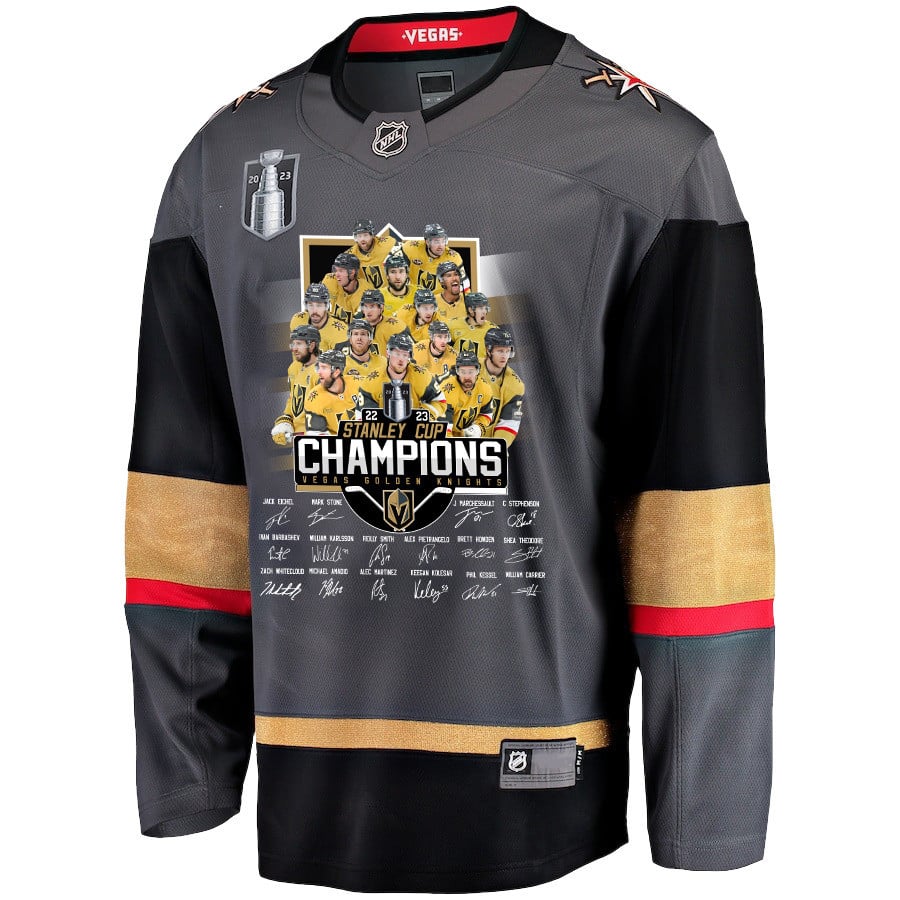 Vegas Golden Knights Celebrating Vegas' Championship 2023 Stanley Cup Black NHL Jersey Men's
