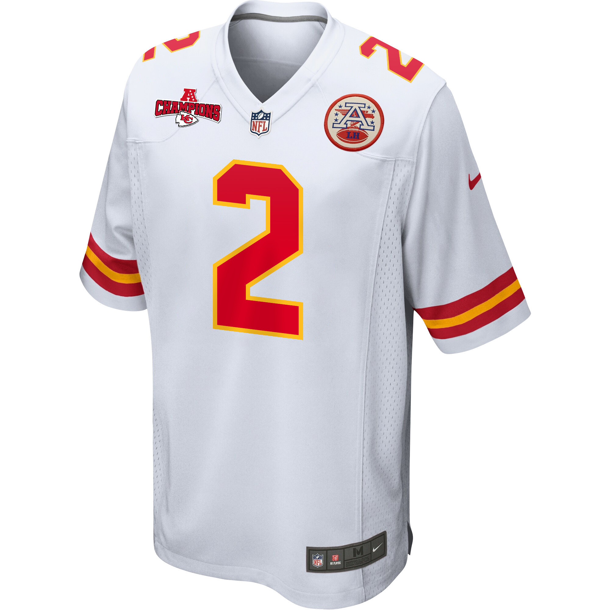 Joshua Williams 2 Kansas City Chiefs AFC Champions Patch Game White NFL Jersey Men's