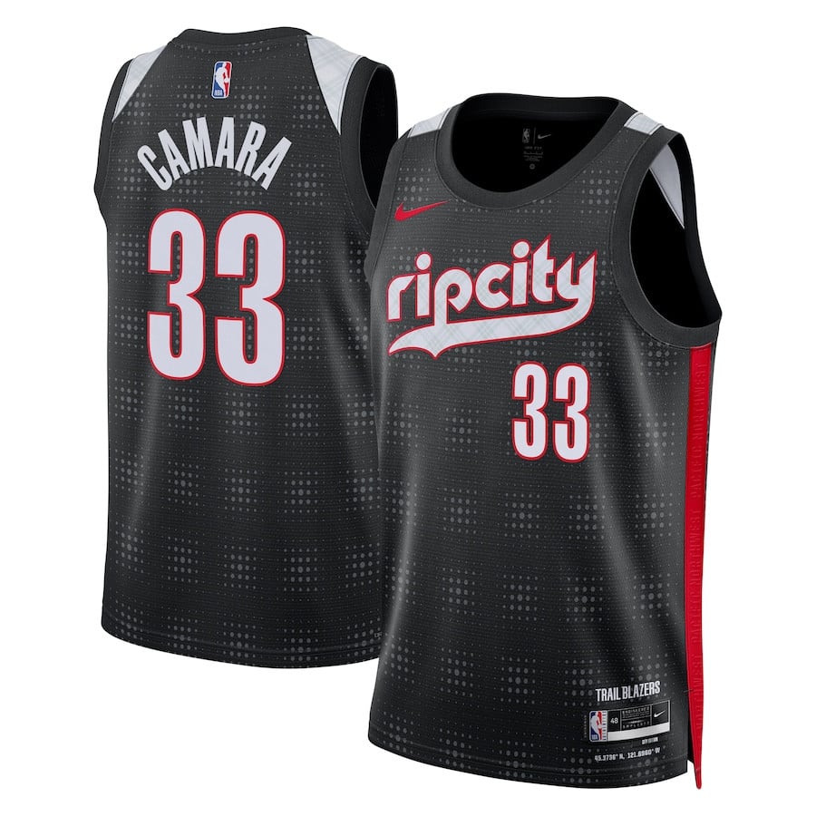 Toumani Camara 33 Portland Trail Blazers Unisex 2024/25 Swingman Player City Edition Black NBA Jersey Unisex