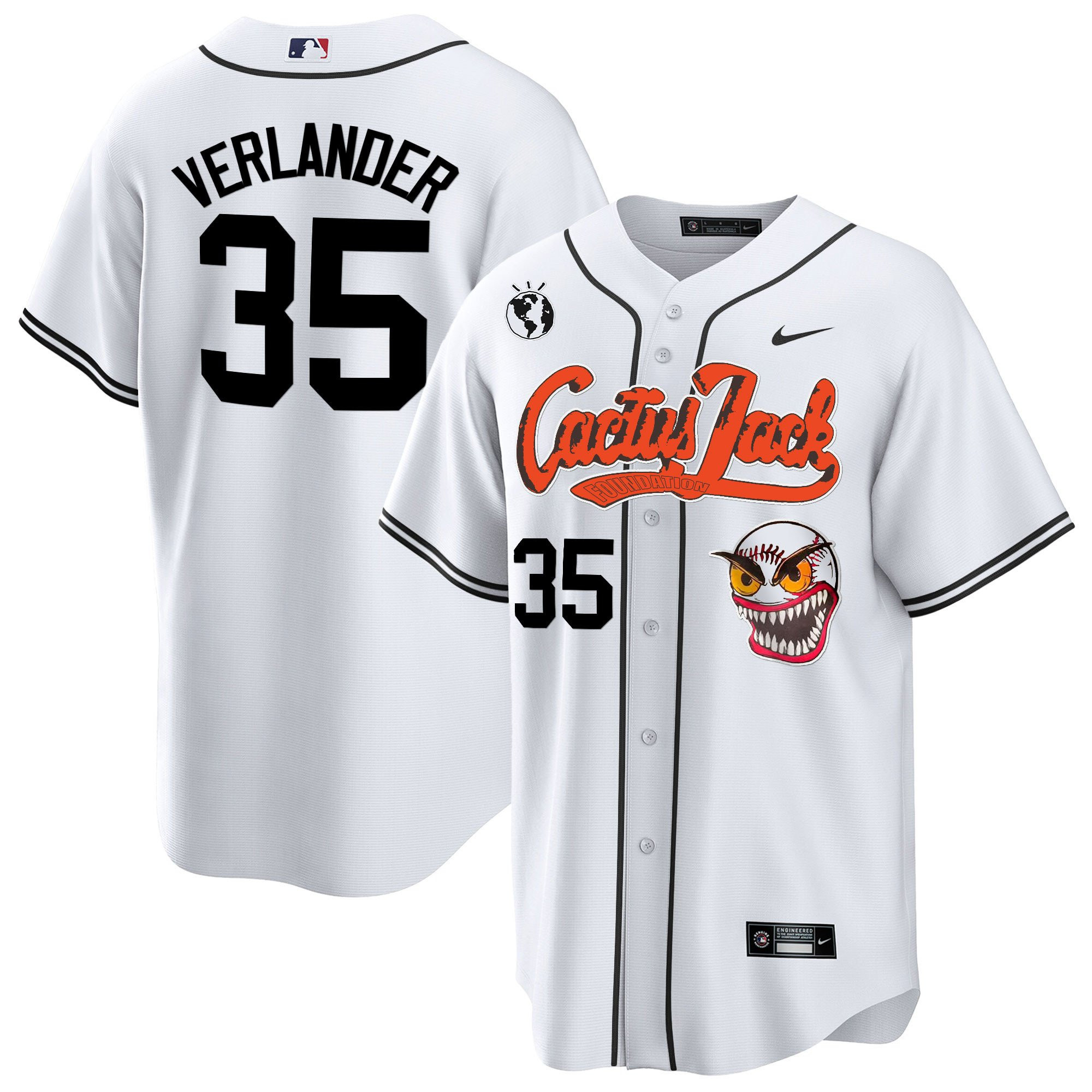 Justin Verlander 35 Houston Astros Cactus Jack White Men MLB Jersey Men's